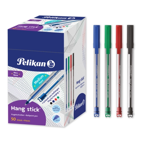 DŁUGOPIS PELIKAN HANG STICK MIX KOLORÓW DISPLAY 50 SZT.