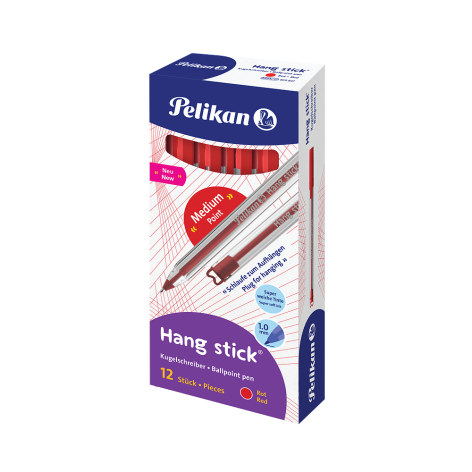 DŁUGOPIS PELIKAN HANG STICK CZERWONY DISPLAY 12 SZT.