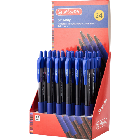 DŁUGOPIS ŻELOWY HERLITZ SMOOTHY NIEBIESKI DISPLAY 24 SZT.