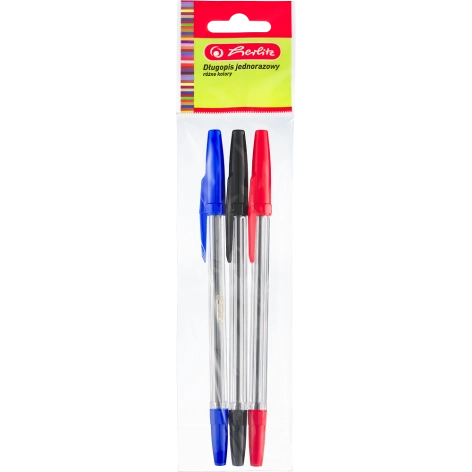 DŁUGOPIS BIUROWY HERLITZ MIX KOLORÓW OPAK. 3 SZT.