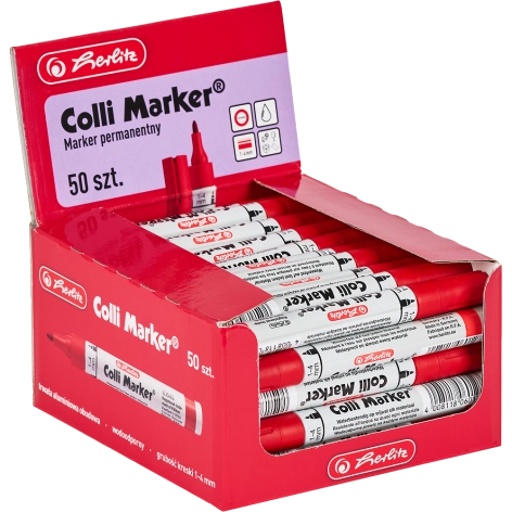 COLLI MARKER HERLITZ WODOODPORNY CZERWONY DISPLAY 50 SZT.