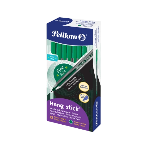 DŁUGOPIS PELIKAN HANG STICK 0,7MM ZIELONY 12 SZT.