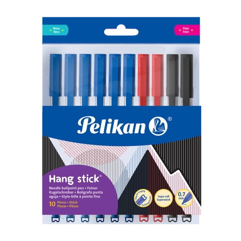 DŁUGOPIS PELIKAN HANG STICK 0,7MM MIX 10 SZT.