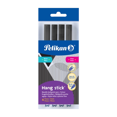 DŁUGOPIS PELIKAN HANG STICK 0,7MM CZARNY 4 SZT.