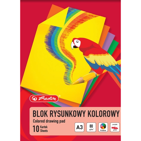 BLOK RYSUNKOWY HERLITZ A3/10K 80G KOLOROWY