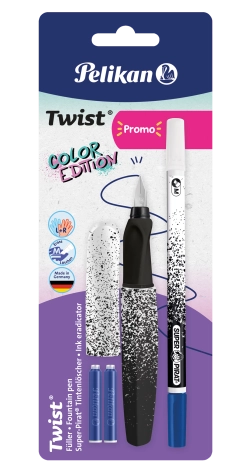 ZESTAW PELIKAN TWIST COLOR EDITION: PIÓRO WIECZNE + NABOJE + KOREKTOR BIAŁO-CZARNY